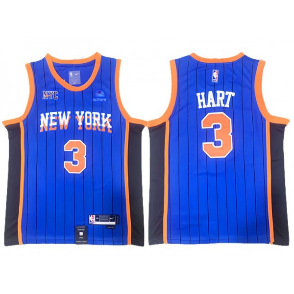 New York Knicks #3 Josh Hart Blue 2023/24 City Edition Swingman Jersey