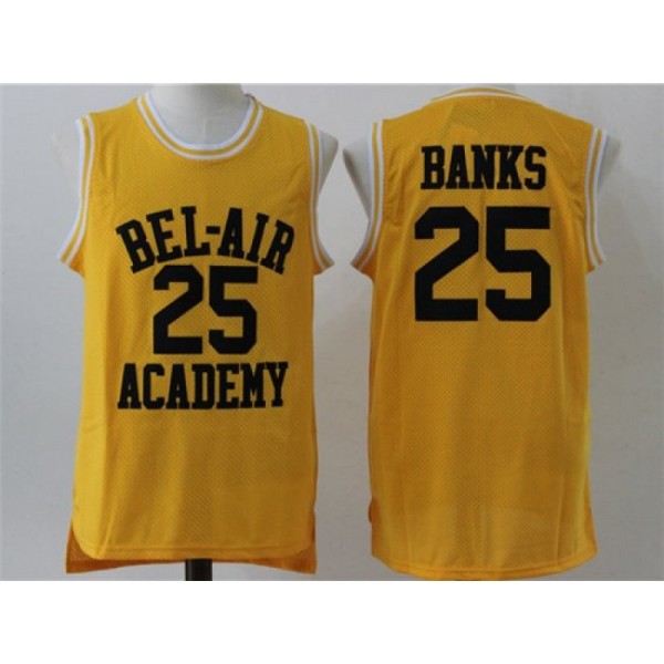 The Fresh Prince of Bel-Air Bel-Air Academy #25 Carlton Banks Yellow Movie Basketball Jersey