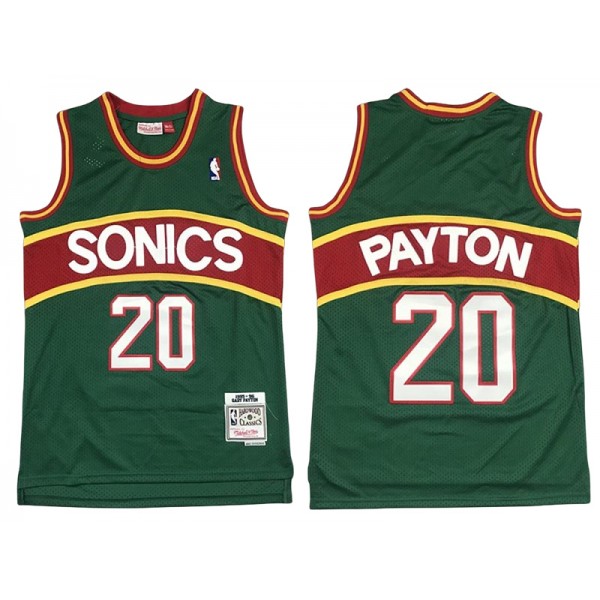 Seattle SuperSonics #20 Gary Payton Green/Red Stripe 1995-96 Hardwood Classics Jersey