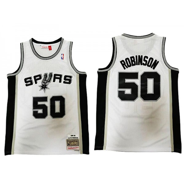 San Antonio Spurs #50 David Robinson White 1998/99 Hardwood Classics Jersey