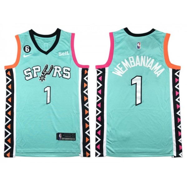 San Antonio Spurs #1 Victor Wembanyama 2022-23 Turquoise City Edition Swingman Jersey