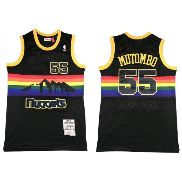 Denver Nuggets #55 Dikembe Mutombo Black 1991-92 Hardwood Classic Jersey