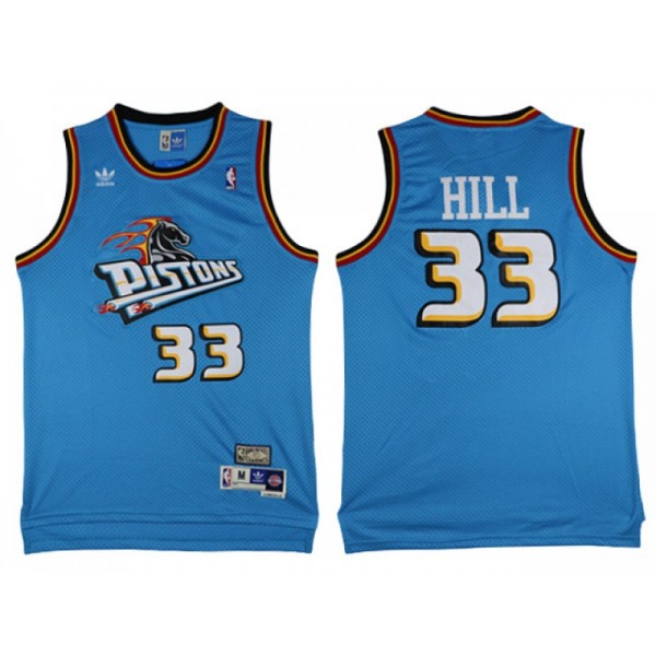 Detroit Pistons #33 Grant Hill Light Blue 1988/89 Hardwood Classic Jersey