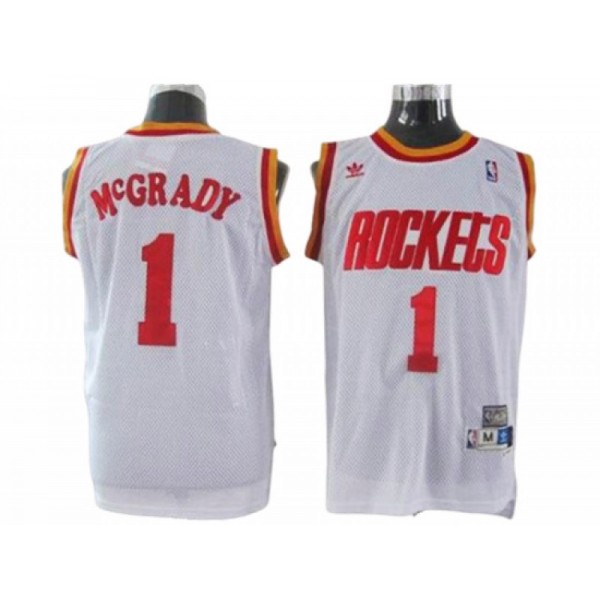 Houston Rockets #1 Tracy McGrady White Hardwood Classic Jersey