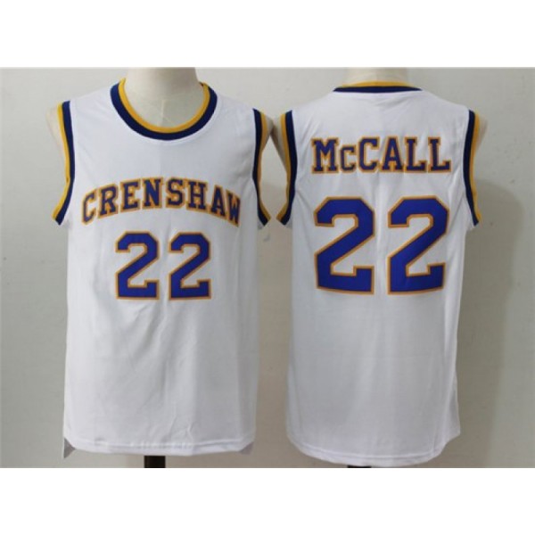 Love &amp; Basketball Crenshaw High School #22 Quincy McCall White Movie Basketball Jersey