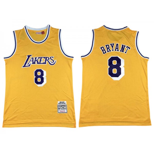 Los Angeles Lakers #8 Kobe Bryant Yellow 1996/97 Hardwood Classics Jersey