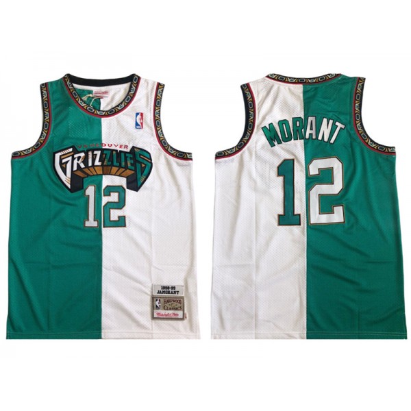 Memphis Grizzlies #12 Ja Morant Teal/White Split Hardwood Classic Jersey