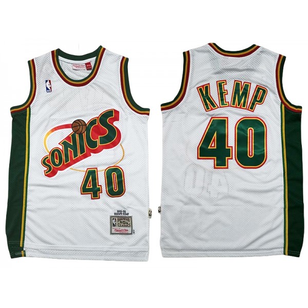 Seattle SuperSonics #40 Shawn Kemp White 1995-96 Hardwood Classics Jersey