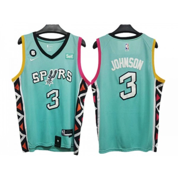 San Antonio Spurs #3 Keldon Johnson 2022/23 Turquoise City Edition Jersey