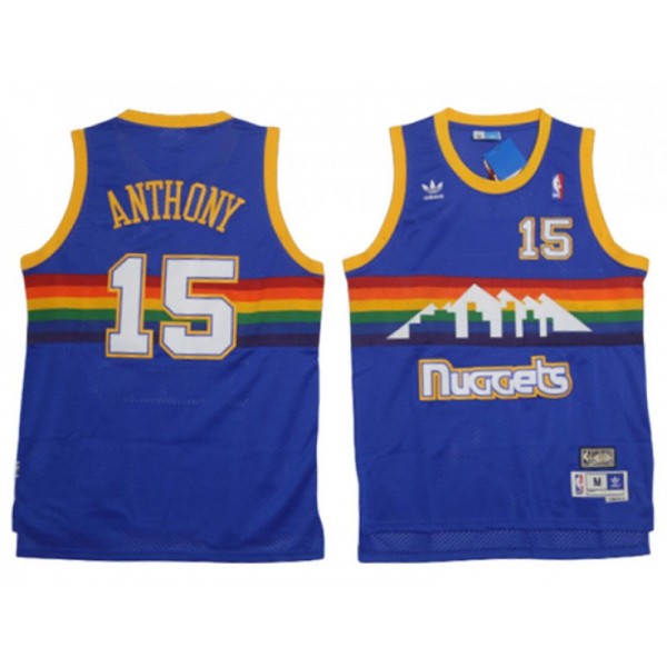 Denver Nuggets #15 Carmelo Anthony Blue Hardwood Classic Jersey