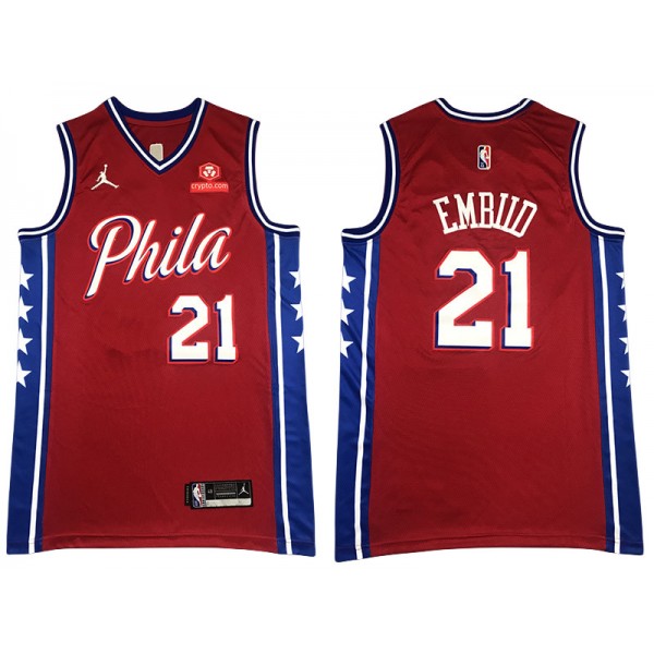 Philadelphia 76ers #21 Joel Embiid 2021/22 Red Statement Edition Swingman Jersey