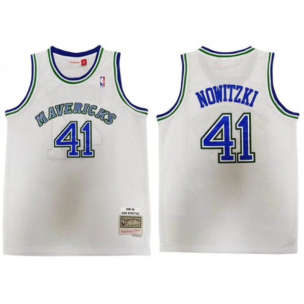 Dallas Mavericks #41 Dirk Nowitzki 1998/99 White Hardwood Classic Jersey