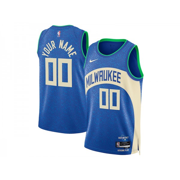 Milwaukee Bucks #00 Blue 2023/24 City Edition Swingman Custom Jersey