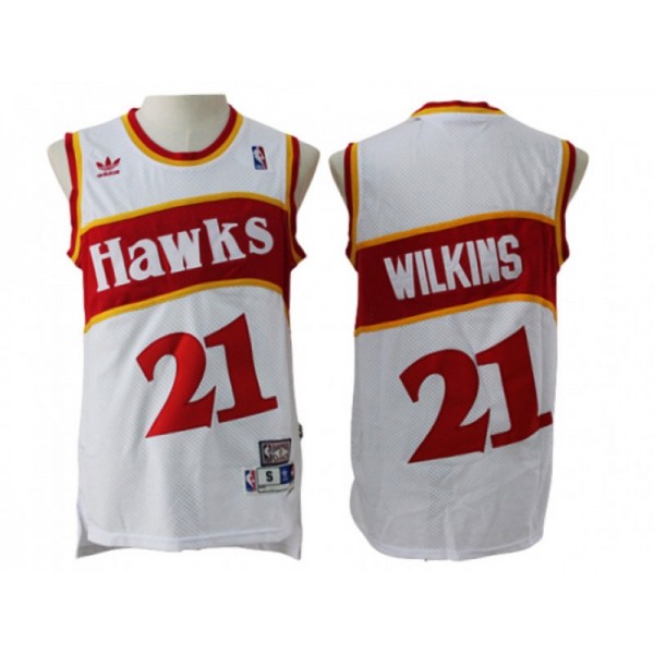 Atlanta Hawks #21 Dominique Wilkins White Hardwood Classics Jersey