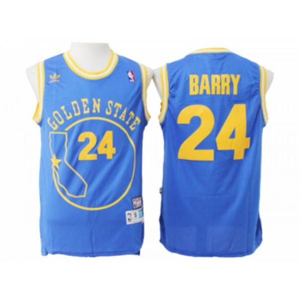 Golden State Warriors #24 Rick Barry Blue Hardwood Classic Jersey