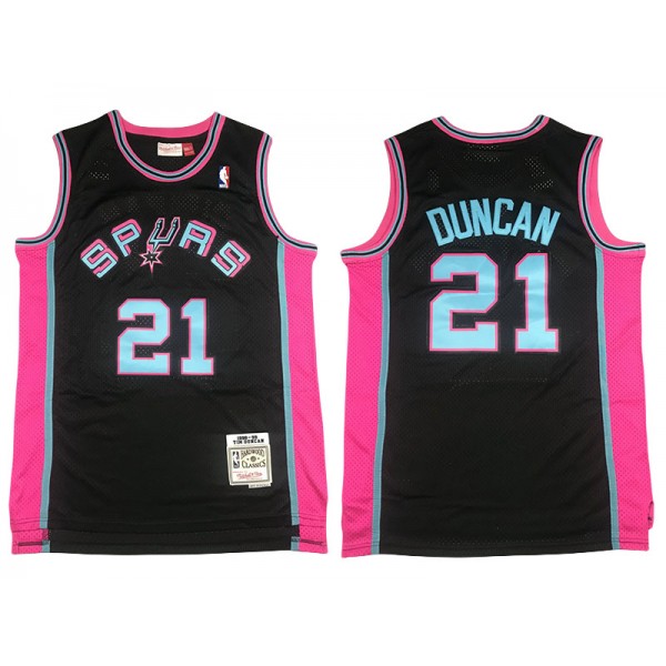 San Antonio Spurs #21 Tim Duncan Black Reload 1998/99 Hardwood Classics Jersey