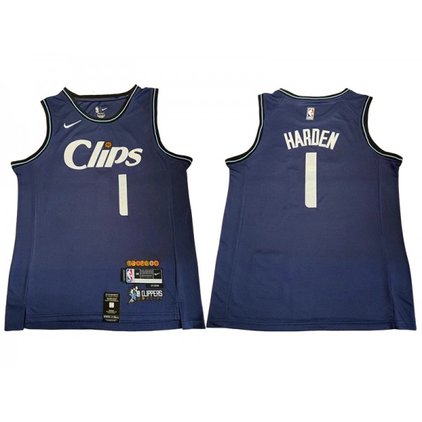 Los Angeles Clippers #1 James Harden Navy 2023/24 City Edition Jersey