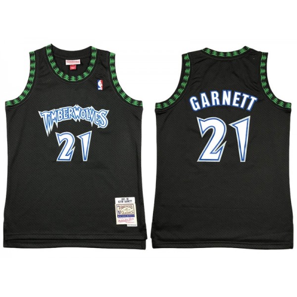 Minnesota Timberwolves #21 Kevin Garnett Black 1997/98 Hardwood Classics Jersey