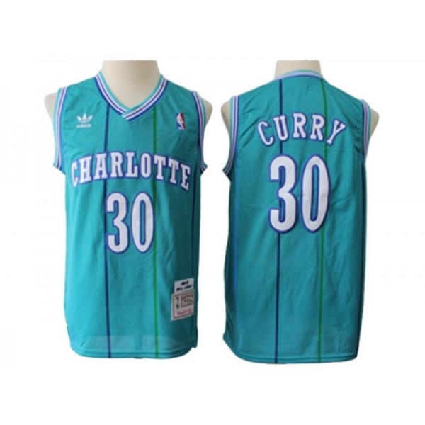 Charlotte Hornets #30 Dell Curry Teal Hardwood Classic Jersey