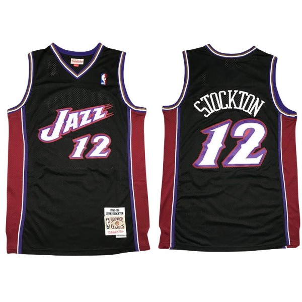 Utah Jazz #12 John Stockton Black 1998/99 Hardwood Classic Jersey