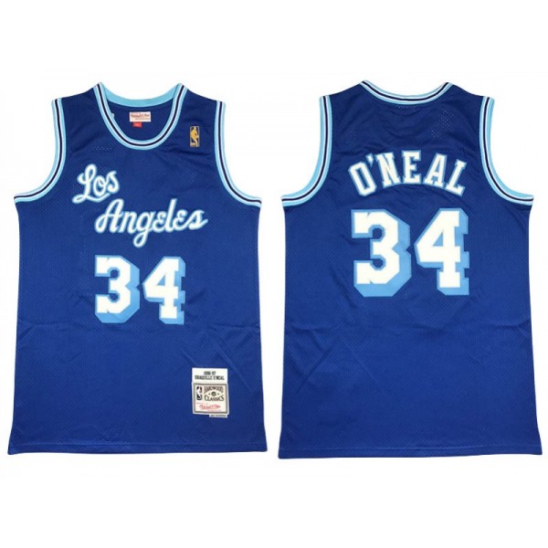 Los Angeles Lakers #34 Shaquille O'neal Light Blue 1996/97 Hardwood Classics Jersey