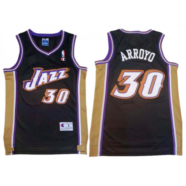 Utah Jazz #30 Carlos Arroyo Black Hardwood Classic Jersey