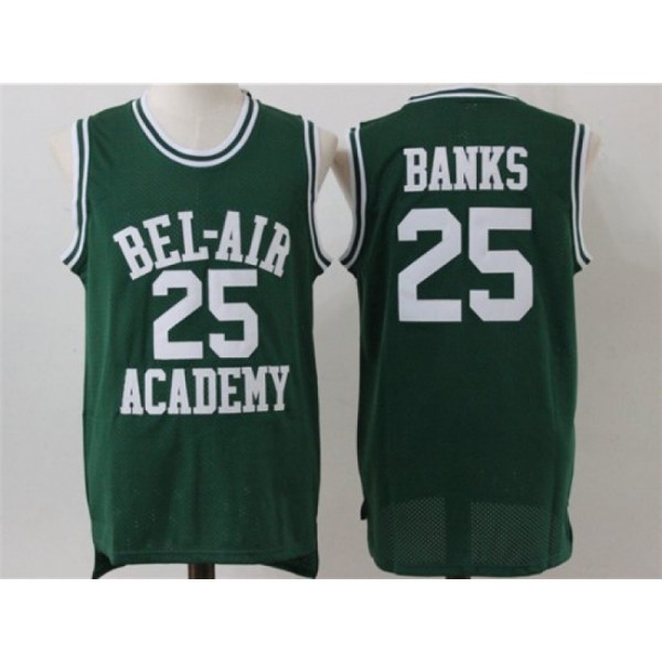 The Fresh Prince of Bel-Air Bel-Air Academy #25 Carlton Banks Green Movie Basketball Jersey