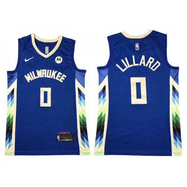 Milwaukee Bucks #0 Damian Lillard 2022-23 Blue City Edition Swingman Jersey