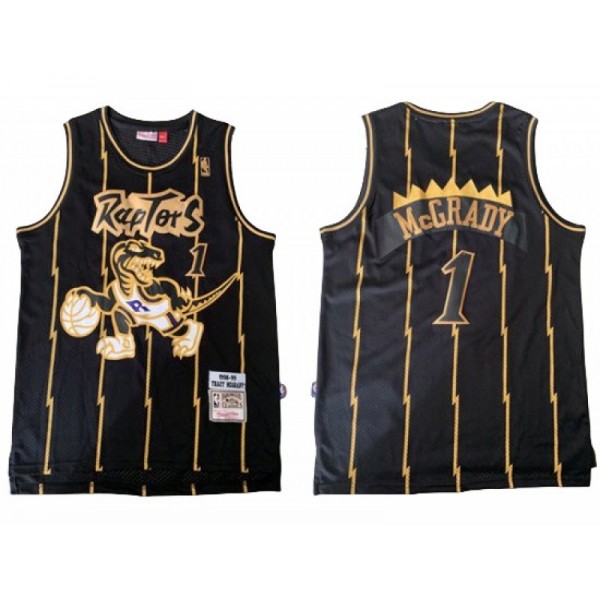 Toronto Raptors #1 Tracy McGrady Black Golden 1998/99 Hardwood Classics Jersey