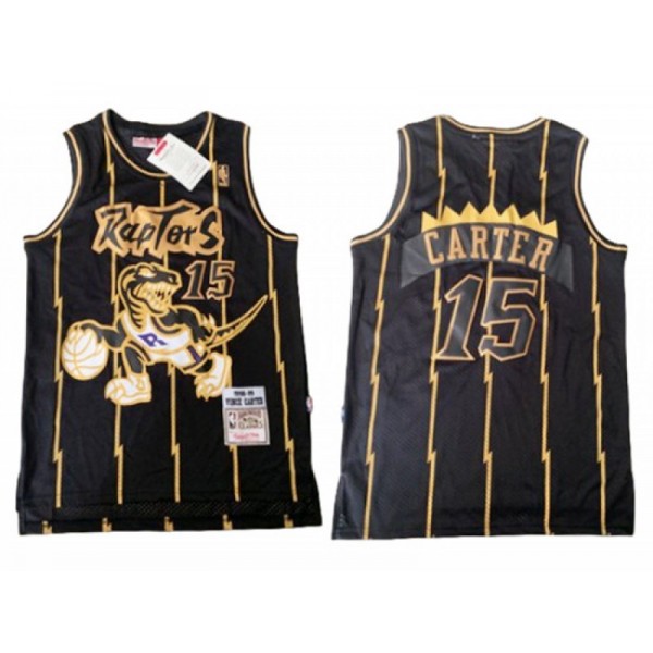 Toronto Raptors #15 Vince Carter Black Golden 1998/99 Hardwood Classics Jersey