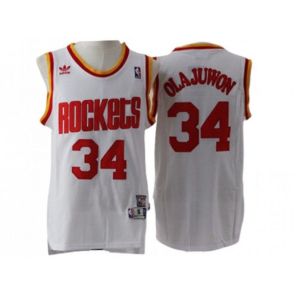 Houston Rockets #34 Hakeem Olajuwon White Hardwood Classic Jersey