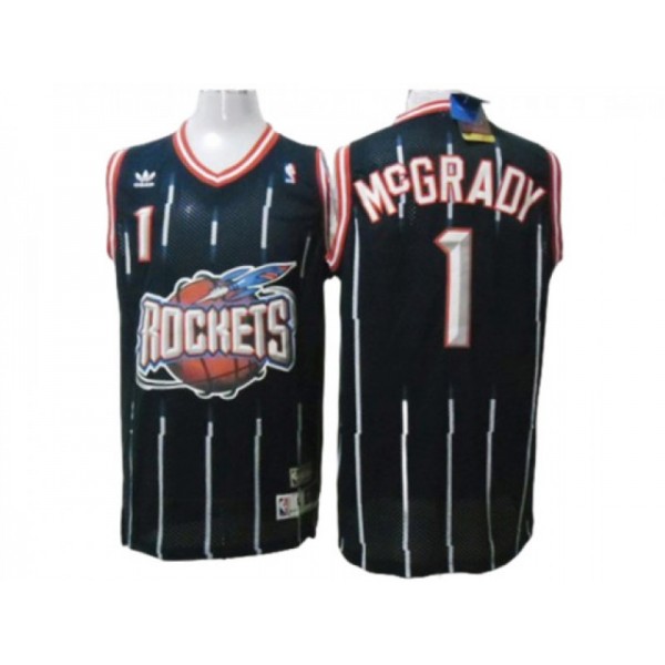 Houston Rockets #1 Tracy McGrady Navy Pinstripe Hardwood Classic Jersey