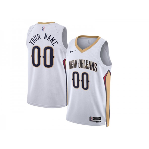 New Orleans Pelicans #00 White Association Edition Swingman Custom Jersey