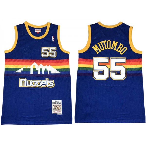 Denver Nuggets #55 Dikembe Mutombo Blue 1991-92 Hardwood Classic Jersey