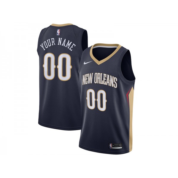 New Orleans Pelicans #00 Navy Icon Edition Swingman Custom Jersey