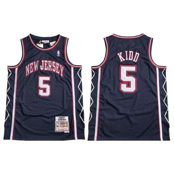 New Jersey Nets #5 Jason Kidd 2006-07 Navy Hardwood Classics Jersey