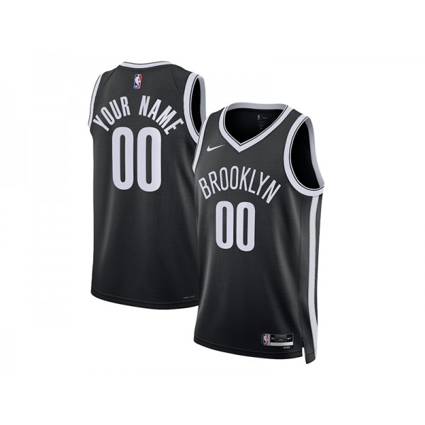 Brooklyn Nets #00 Black Icon Edition Custom Jersey