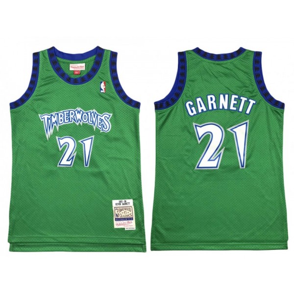 Minnesota Timberwolves #21 Kevin Garnett Green Hardwood Classics Jersey