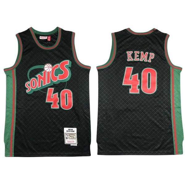 Seattle SuperSonics #40 Shawn Kemp Black 1995-96 Neapolitan Hardwood Classics Jersey