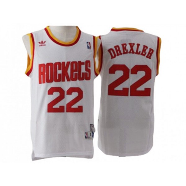 Houston Rockets #22 Clyde Drexler White Hardwood Classic Jersey