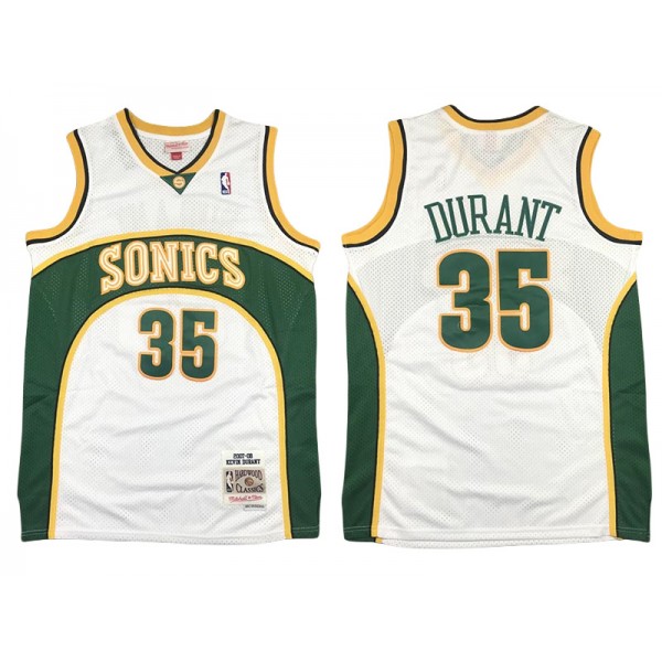 Seattle SuperSonics #35 Kevin Durant White 2007-08 Hardwood Classics Jersey