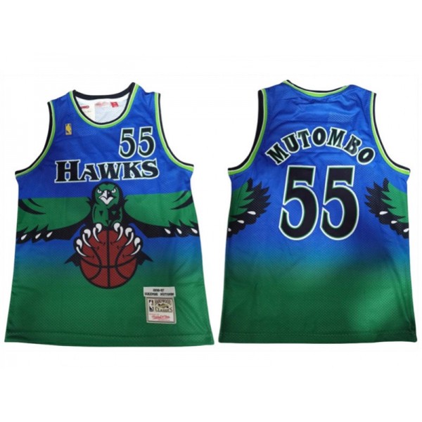 Atlanta Hawks #55 Dikembe Mutombo Green Hardwood Classics Jersey