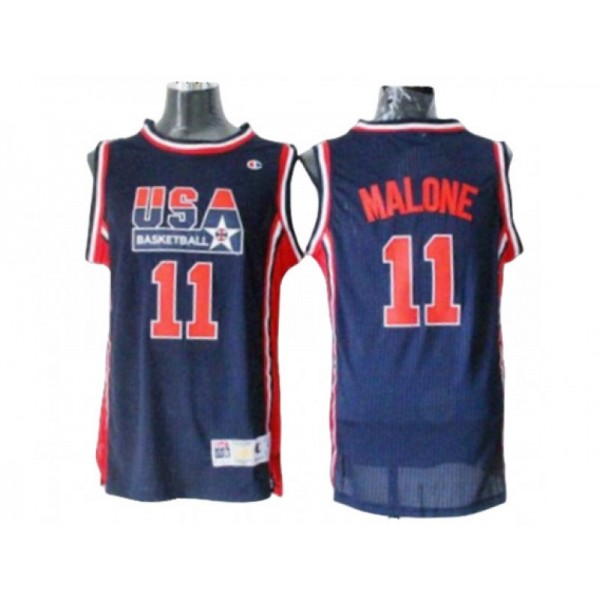 USA Basketball #11 Karl Malone 1992 Olympic Jersey - Navy/White