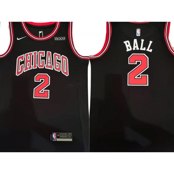 Chicago Bulls #2 Lonzo Ball Black Swingman Jersey