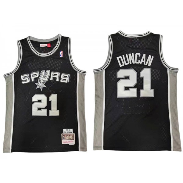 San Antonio Spurs #21 Tim Duncan Black 1998/99 Hardwood Classics Jersey