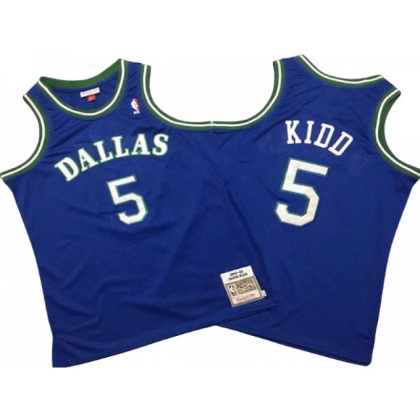 Dallas Mavericks #5 Jason Kidd 1994/95 Blue Hardwood Classic Jersey