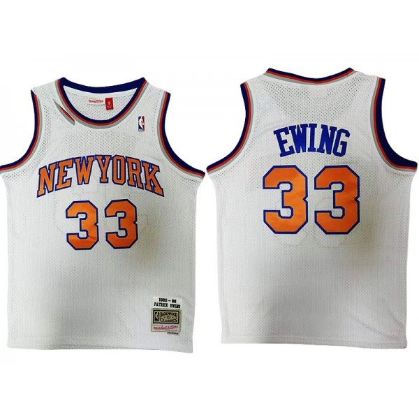 New York Knicks #33 Patrick Ewing White 1985/86 Hardwood Classics Jersey