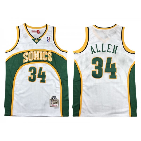 Seattle SuperSonics #34 Ray Allen White 2006-07 Hardwood Classics Jersey