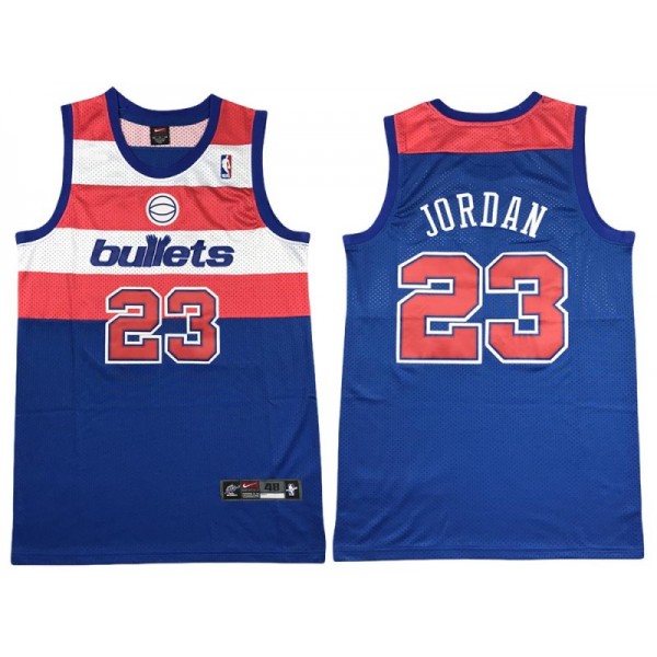 Washington Bullets #23 Michael Jordan Blue Throwback Jersey