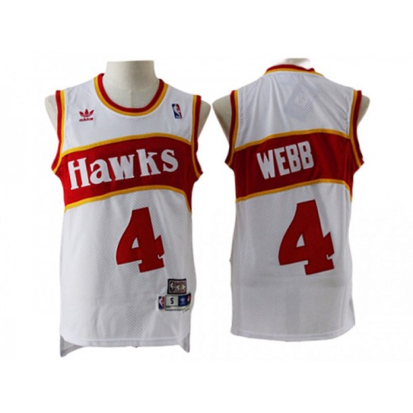 Atlanta Hawks #4 Spud Webb White Hardwood Classics Jersey